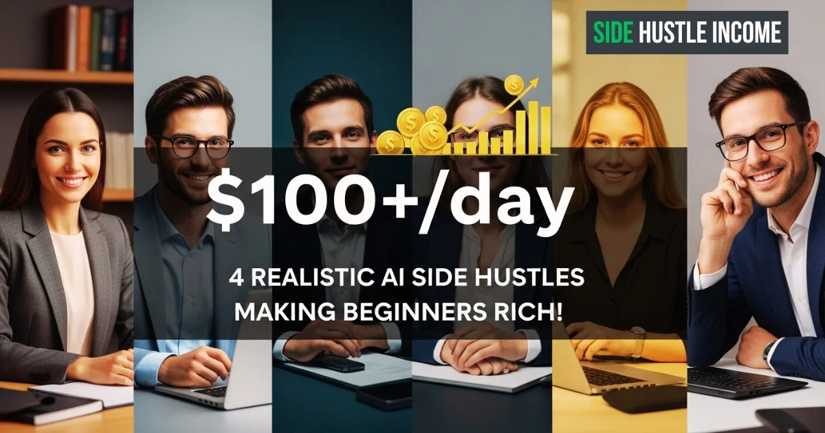4 Realistic AI Side Hustles Making Beginners Rich! ($100+day)